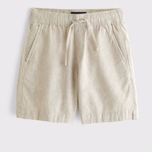 Abercrombie Linen Blend Pull On Short - Beige/Light Brown